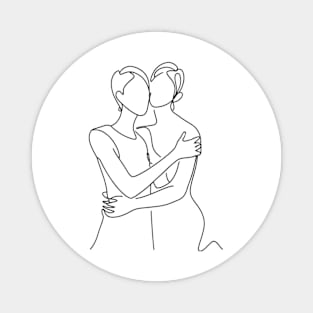 One line drawing minimalist Lesbian Couple Magnet